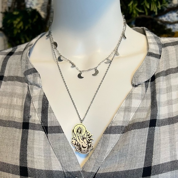 Stylish Witchy Chic Layered Necklace Set -Trendy Esoteric Edgy Necklace - Picture 3 of 8